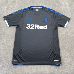 Hummel Middlesbrough FC 32Red Away Soccer Jersey Mens Large Black Blue BeeCool